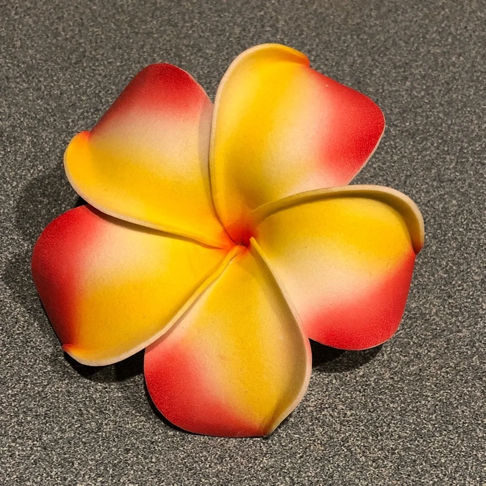 Vibrant Red and Yellow Plumeria Hair Clip